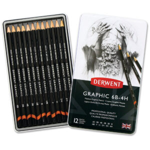 Derwent - Graphic Medium blyanter 6B-4HB, 12 stk i metalæske
