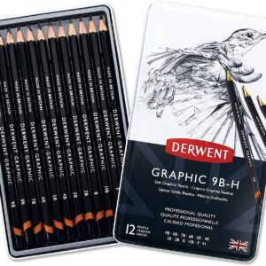 Derwent - Graphic Soft blyanter, 12 stk i metalæske