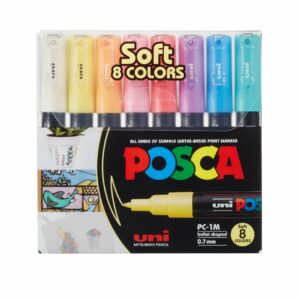 Posca - PC1MC - Extra Fin Bullet Tip Pen - Soft Colors, 8 stk