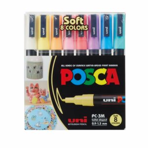 Posca - PC3M - Fin Tip Pen - Soft Colors, 8 stk
