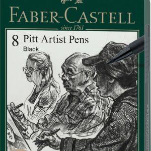 Faber-Castell - Pitt Artist Pen India ink pen Sort, 8 stk (167158)