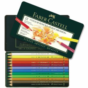 Faber-Castell -  Polychromos Farveblyanter, Metalæske med 12 stk