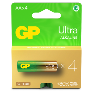 GP - Ultra Alkaline AA Batterier, 15AU/LR6, 1.5V, 4-Pakke
