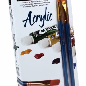 Royal & Langnickel - Akryl maling sæt 12 x 12 ml farver inkl. pensel