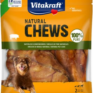 Vitakraft - BLAND 4 FOR 119 - NATURAL CHEWS naturlige griseører tørret til hunde 2 stk